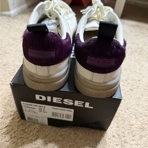 Diesel Women’s Sneakers S-Clever Low Lace  Dewberry  Shoes 10 41 Purple Fur Trim